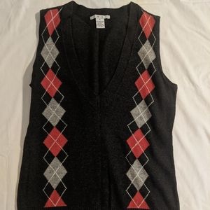 CABI Argyle Best Black Red Gray White 732 Size M